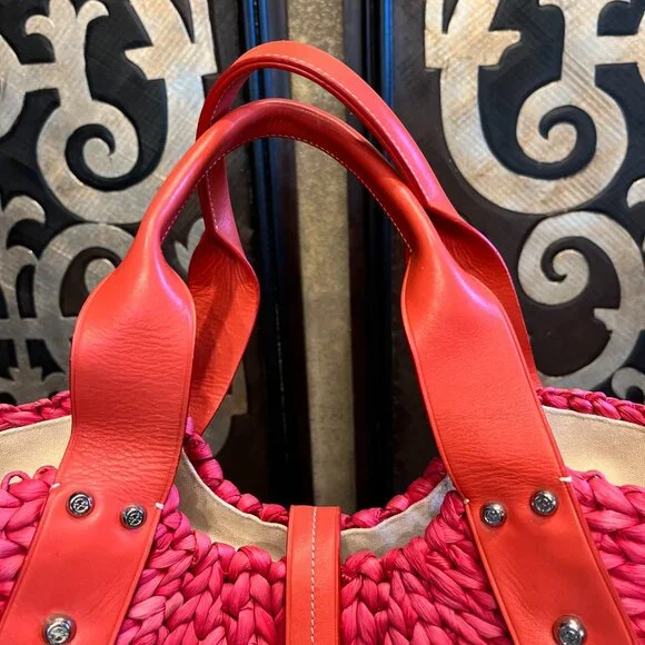 Francesco Biasia pink wicker leather handbag - Picture 9 of 11